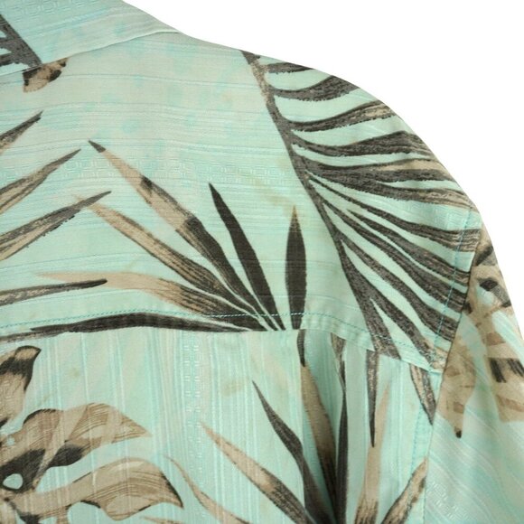 Tommy Bahama Size L Floral Palm Silk Short Sleeve Button Up Shirt - Picture 6 of 8